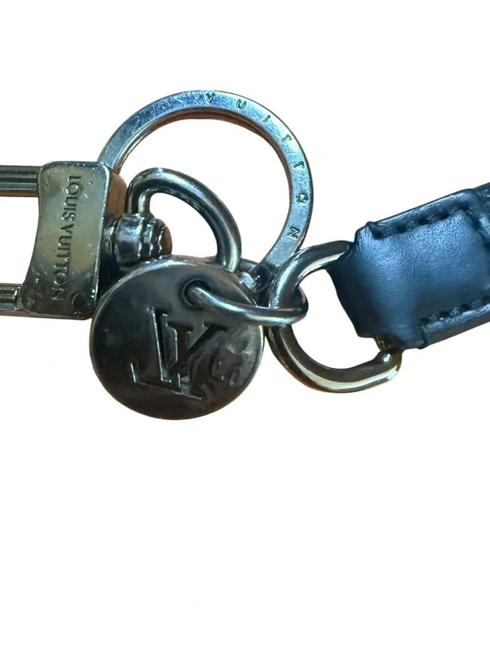 Louis Vuitton Black Monogram Eclipse Leather Key Charm with Silver Hardware